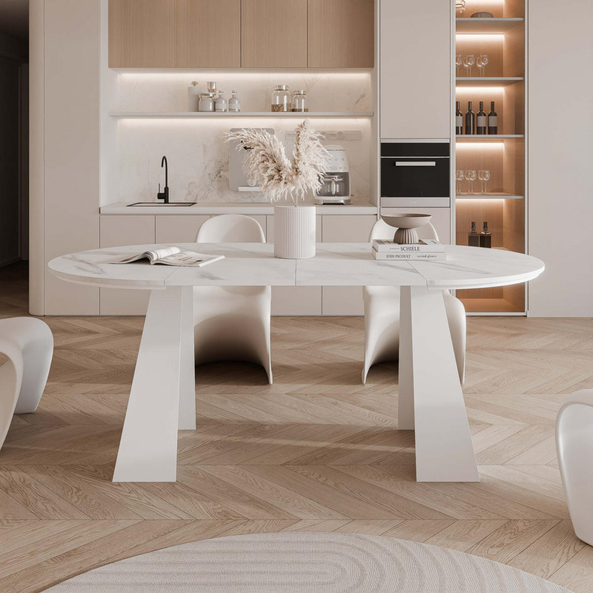 AUSZIEHTISCH FORTE 100/76 cm, Weiß / Bianco (Weiß) - Perlmutt/Weiß, Holzwerkstoff/Metall (100/100/76cm) - Idohome