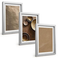 BILDER SET 3er Set - 20x30 cm Silberner Rahmen - Minimalistische Steinstrukturen - Silberfarben, Kunststoff (20/30cm) - TULUP