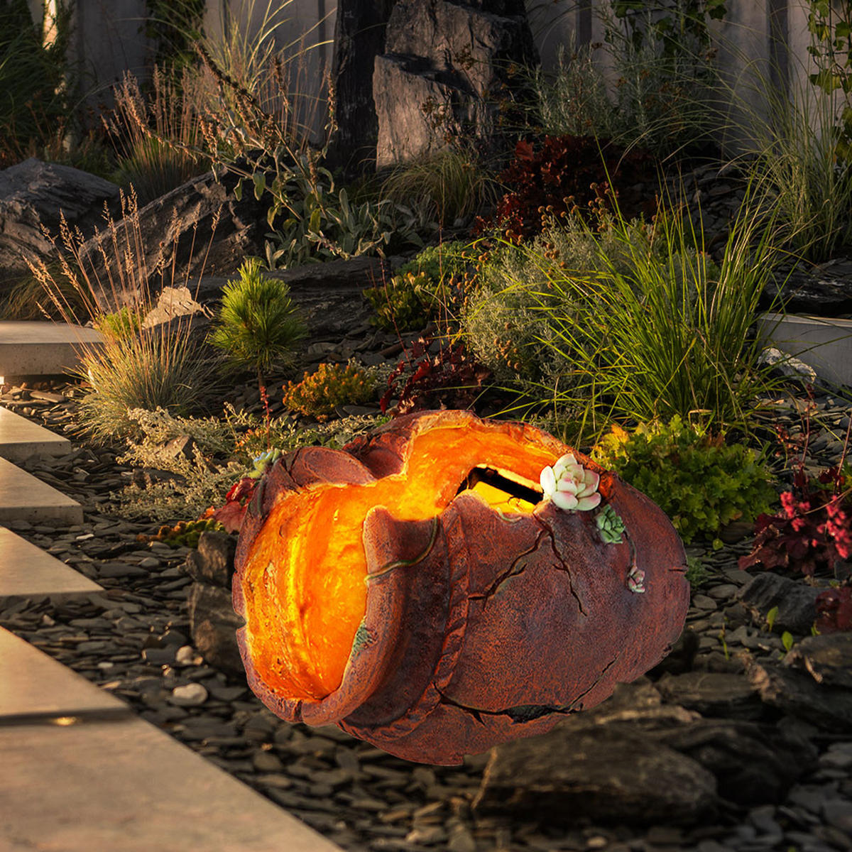 LED AUSSENLEUCHTE Blumentopf Braun - Braun, Kunststoff (27/20.3/20cm) - Globo Lighting