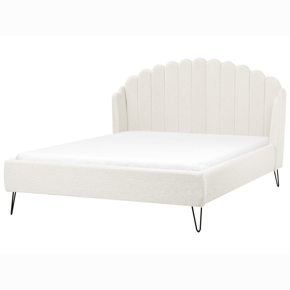 POLSTERBETT mit Lattenrost 160x200 cm Weiß Ambillou - Creme, Textil (160/200cm) - Beliani