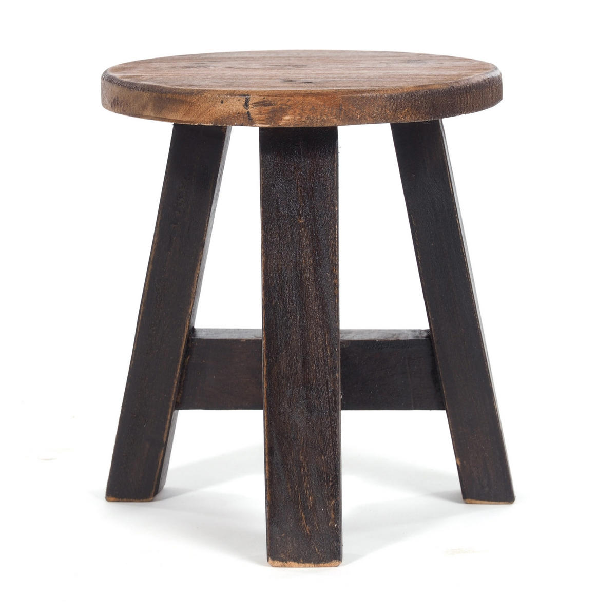 PFLANZENHOCKER Bern Mahagoni Massivholz 04 schwarz-natur - Graubraun, Holz (20/23/20cm) - DESIGN DELIGHTS