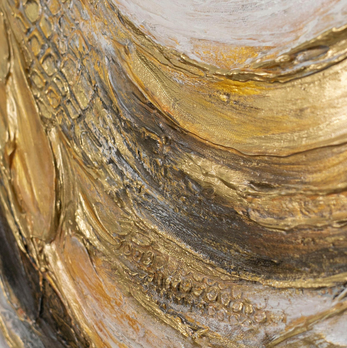 GEMÄLDE Goldene Wellen Schattenfugenrahmen Eichefarben 70x50 cm - Eichefarben, Holz (70/50cm) - YS-art gallery