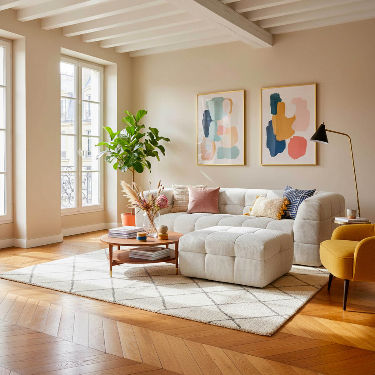 SOFA 3-Sitzer, Weiß - Weiß, Textil (174/69/228cm) - Oviala