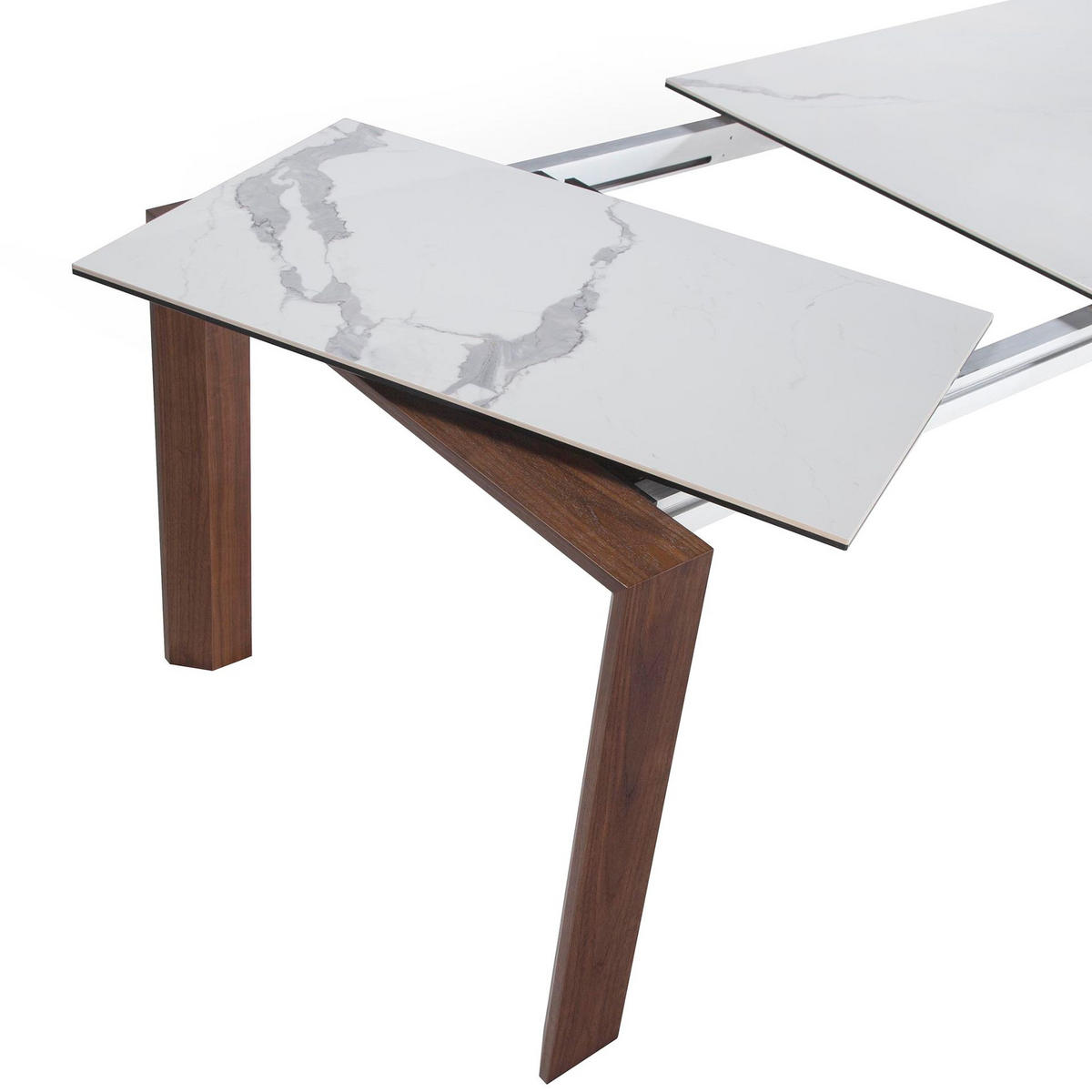 ESSTISCH Ausziehbarer Esstisch Rechteckig porzellanmarmor aus Walnuss 180/90/75 cm - Walnussfarben/Weiß, Stein (90/180/75cm) - ANGEL CERDA