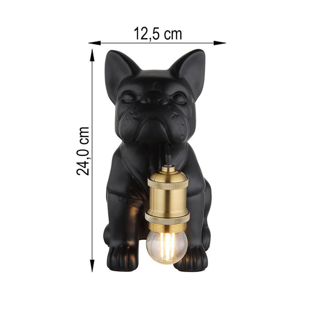 TISCHLEUCHTE Keramik Metall Schwarz Hundedesign - Schwarz, Metall (19.5/12.5/24cm) - Globo Lighting