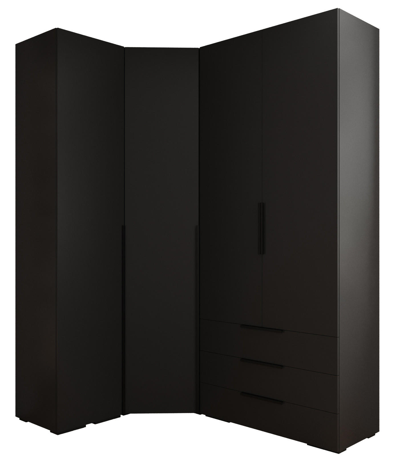Abiks Möbel Garderoben-Set Schwarz, Schwarz 181.7x236.7x47 cm