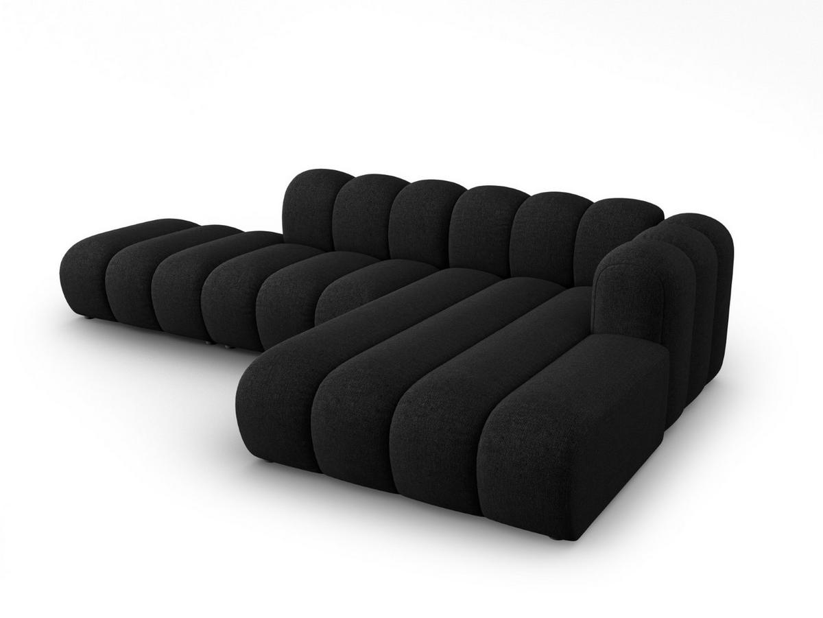 ECKSOFA modular rechts Lupine aus Chenille-Stoff schwarz 5 Sitzplätze - Schwarz, Textil (177/299cm) - Micadoni