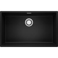 UNTERBAUSPÜLE GRANIT London, 2-er set Schwarz Metallic 76/47 cm 1 Becken + Ablauf-Set ab 80er Unterschrank - Chromfarben/Schwarz Hochglanz, Kunststoff (76/20/47cm) - Primagran