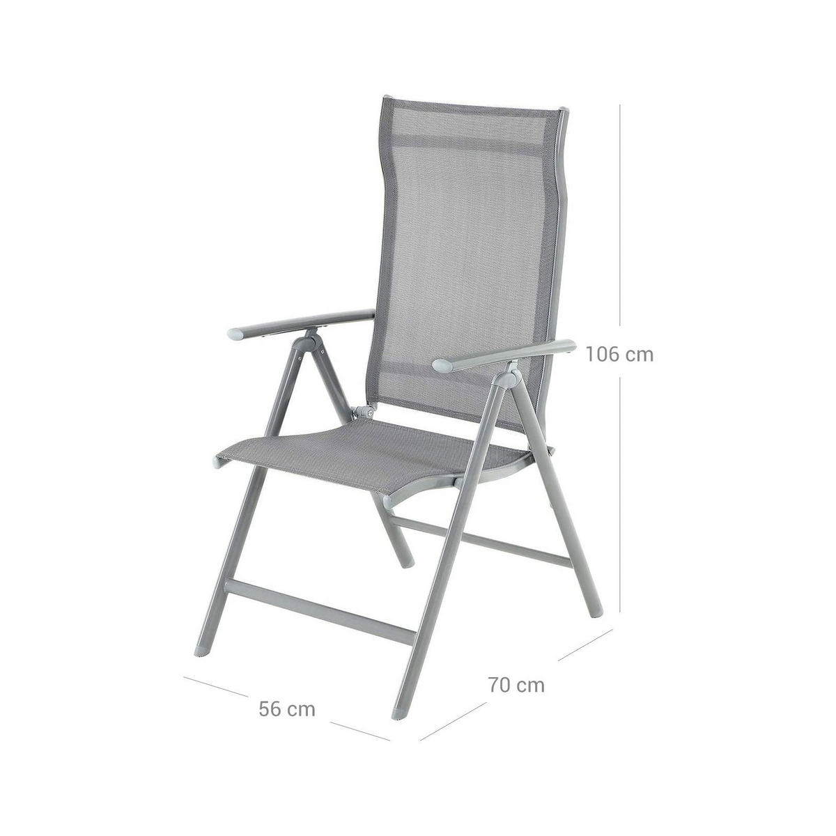 GARTENSTUHL KLAPPSTUHL 2ER-SET - Grau, Metall (70/106/56cm) - Hansiro