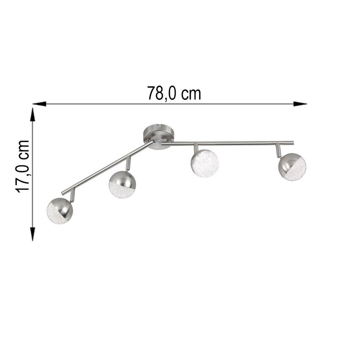 LED DECKENLEUCHTE Silber mit beweglichen Spots - Silberfarben, Metall (78/17/9cm) - Wofi