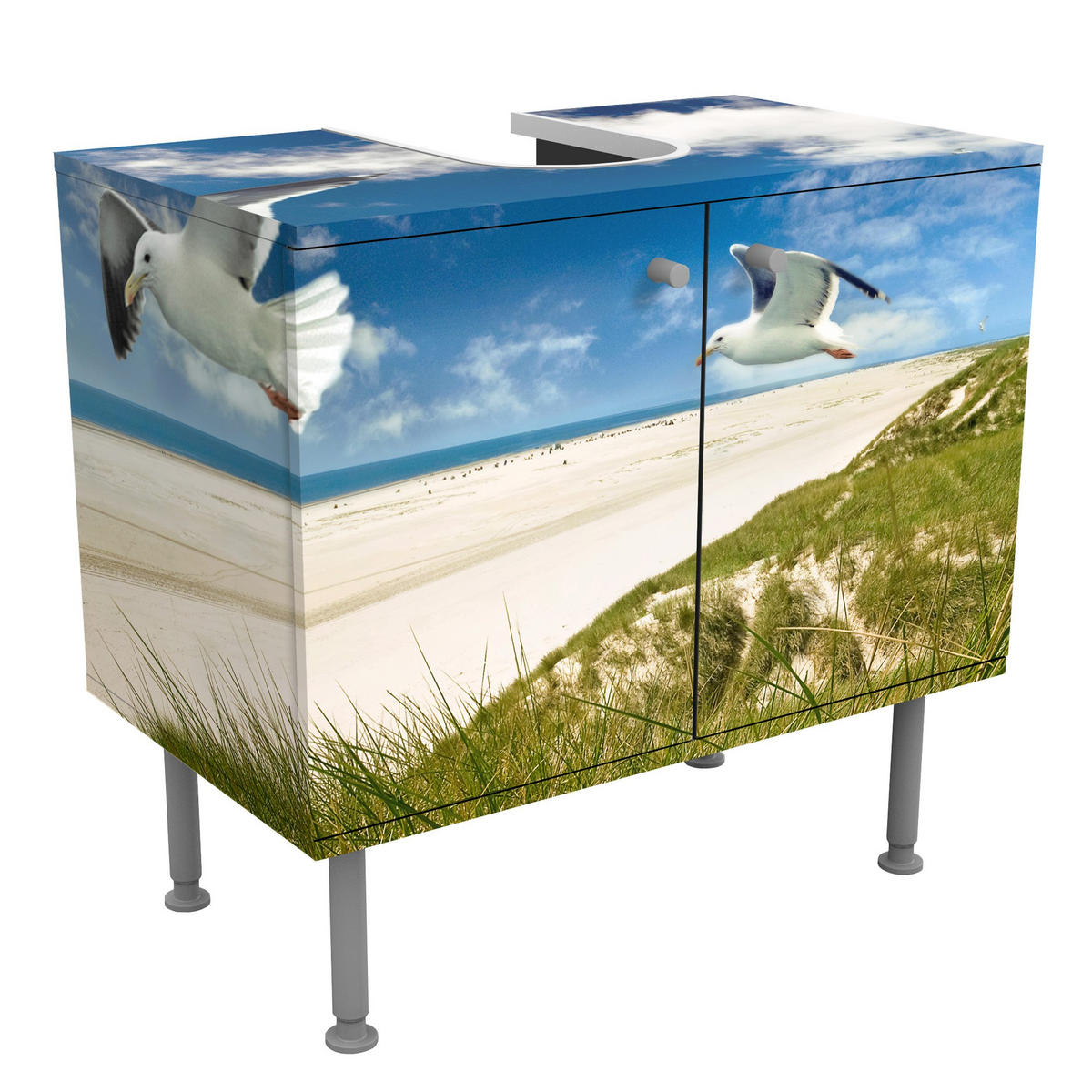 WASCHBECKENUNTERSCHRANK Dune Breeze 60/55/35 cm - Blau, Holzwerkstoff (60/55/35cm) - Bilderwelten