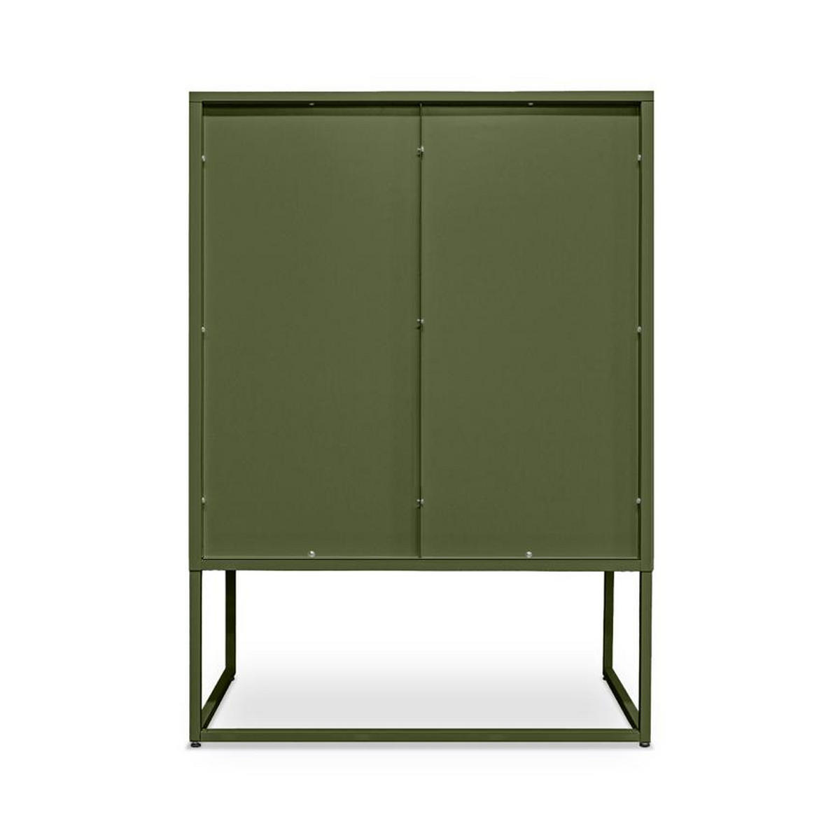 HIGHBOARD im Industrial-Design aus Metall H.120cm 2 Türen Streckmetall Olivgrün - Kai - Grün, Metall (85/120/45cm) - Sicaan