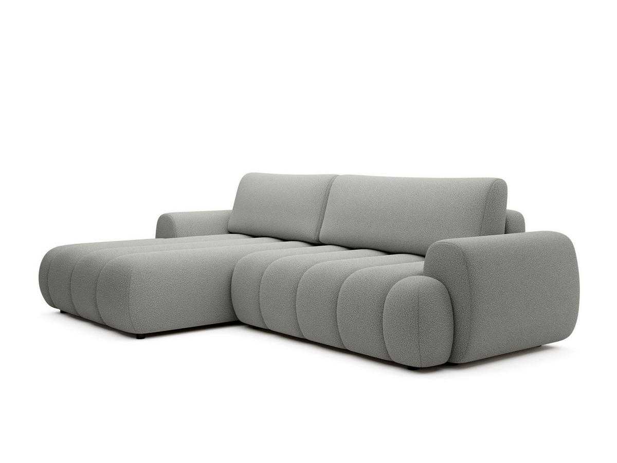 ECKSOFA SITO Grau Geflochtener Stoff mit Schlaffunktion - Grau, Holz (272/168cm) - MASSENO