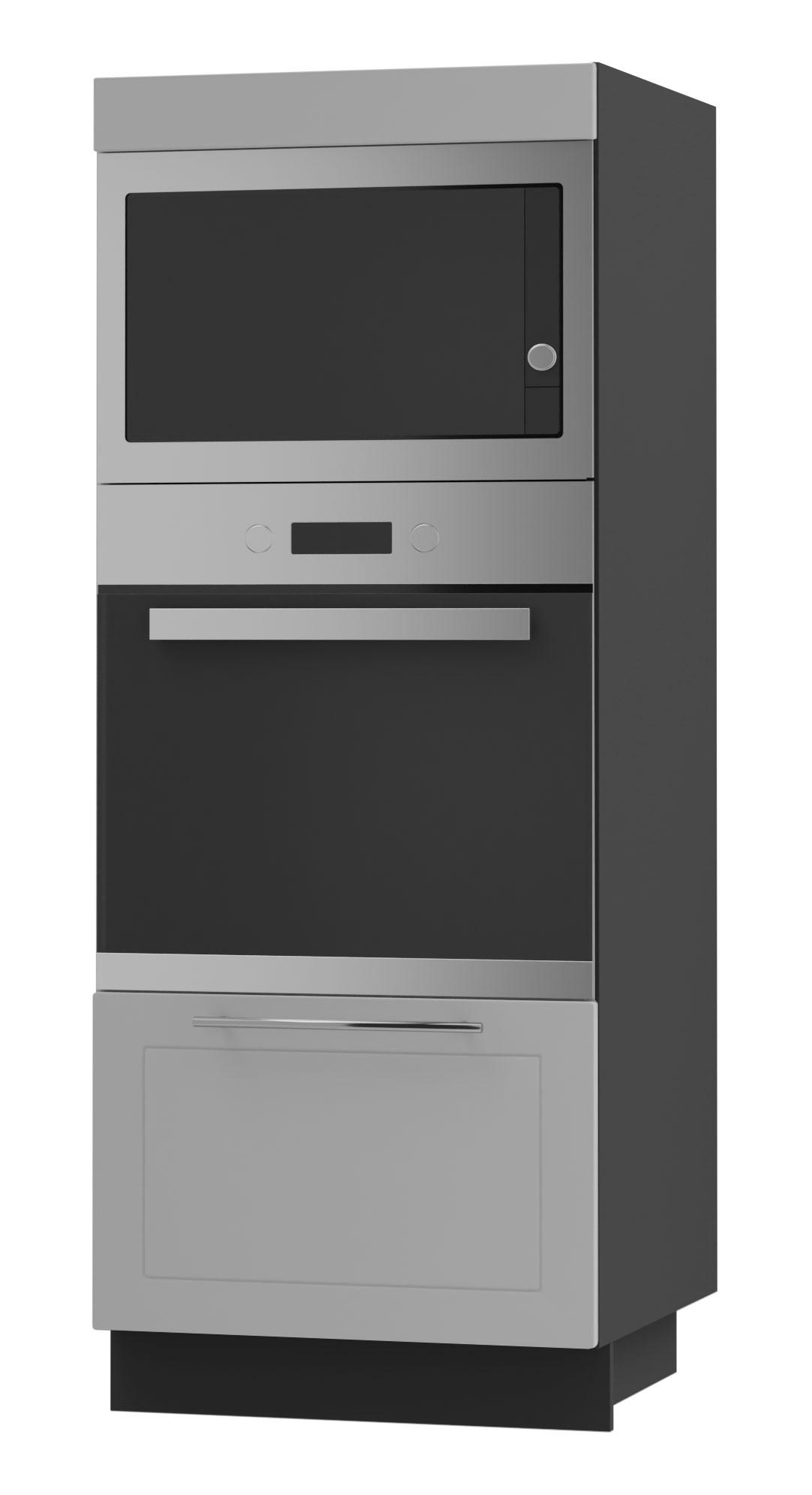 BACKOFENHOCHSCHRANK Kvantum D5AA/60/154 Dust Grey Matt / Schwarz Matt 60 / 59 / 154cm - Schwarz/Grau, Holz/Holzwerkstoff (60/154/59cm) - Feldmann-Wohnen