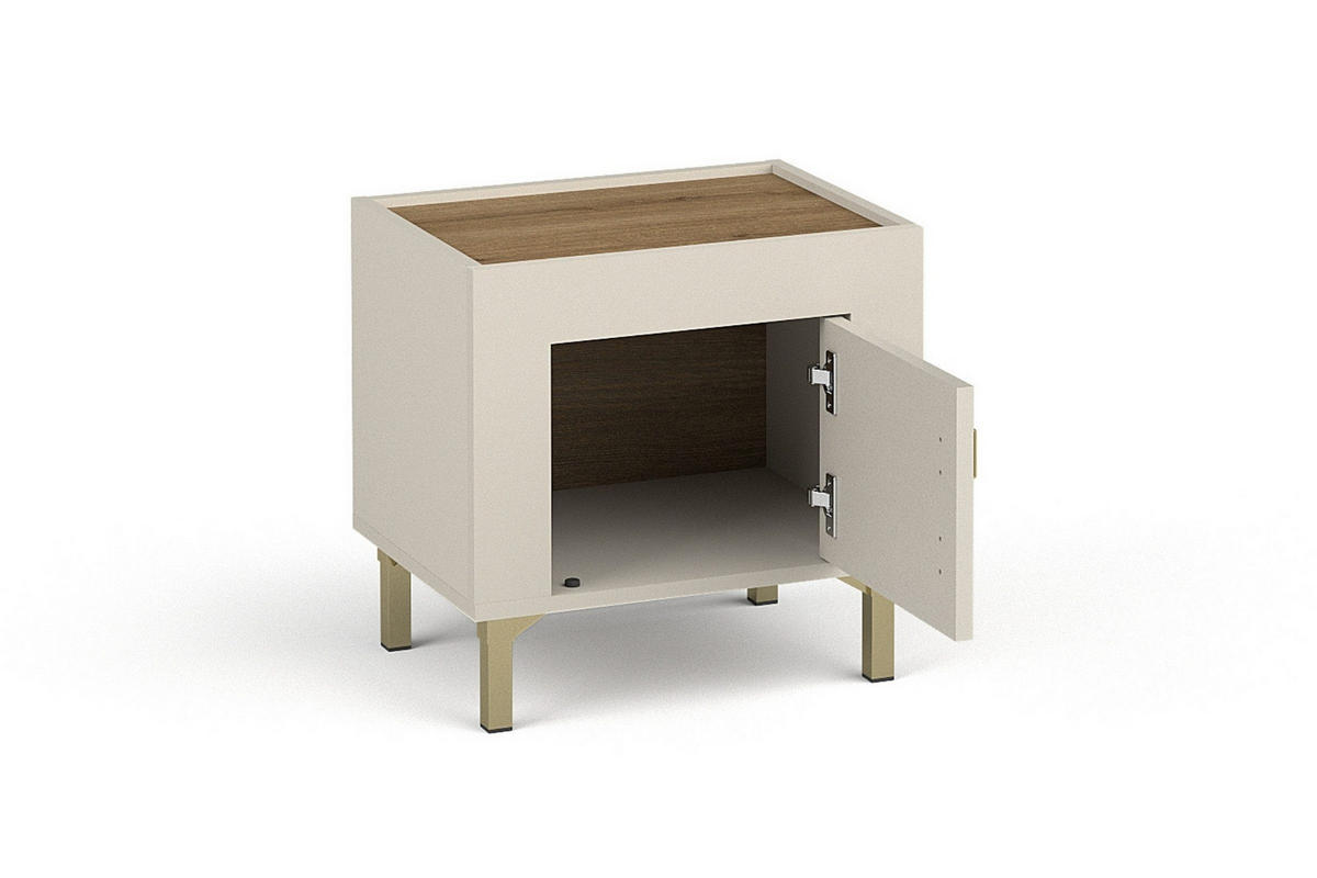 NACHTTISCH MONI 11 in Kaschmir / Eiche Whiskey matt 48/47/36 cm - Kaschmir, Holzwerkstoff (48/47/36cm) - Deine Möbel 24