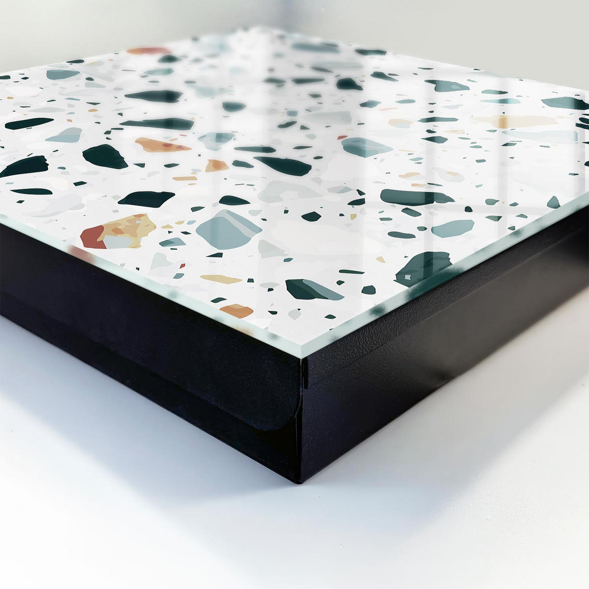 SCHLÜSSELBOX Schwarz 30x30 cm- Türöffnung nach rechts - Bunte Kieselsteine - Grün, Metall (30/30/5cm) - TULUP