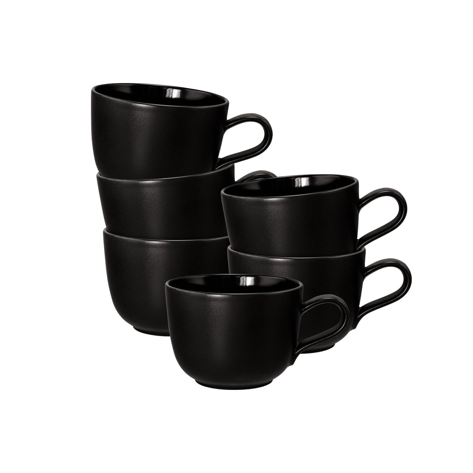 KAFFEETASSEN Liberty Velvet Black schwarz 260 ml 6er Set - Schwarz, Keramik (0.26L) - Seltmann Weiden