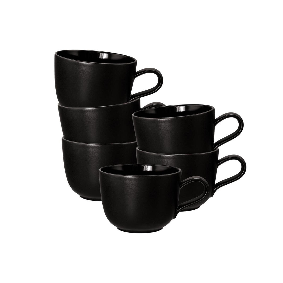 KAFFEETASSEN Liberty Velvet Black schwarz 260 ml 6er Set - Schwarz, Keramik (0.26L) - Seltmann Weiden