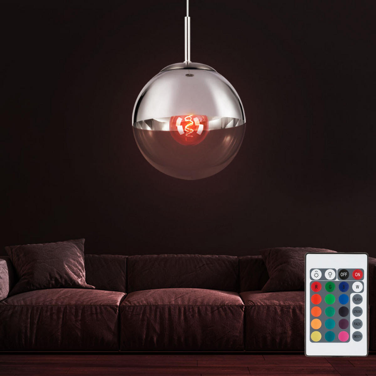 LED HÄNGELEUCHTE VARUS Silber transparent - Silberfarben, Glas (30/30/120cm) - Globo Lighting