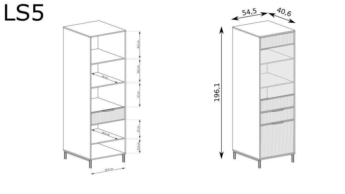VITRINESCHRANK LINKA STYLES LS-05 - Dunkelblau, Holzwerkstoff (55/196/41cm) - Meblini