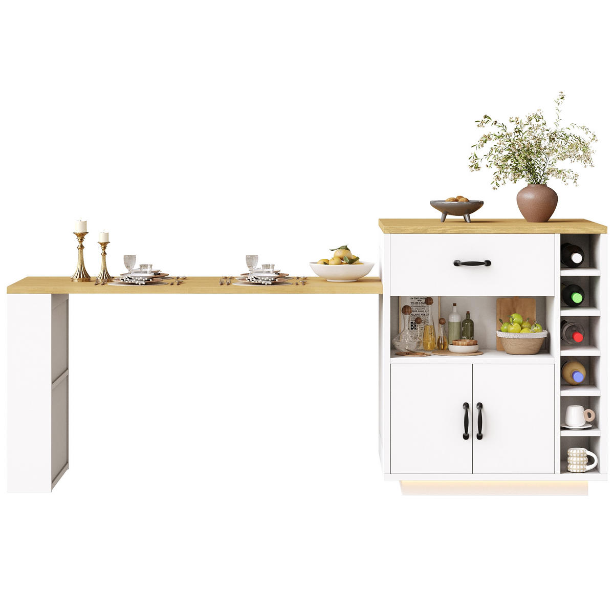KÜCHENINSEL Weiß 141/70/95.5 cm - Weiß, Holzwerkstoff (141/95.5/70cm) - PANGIVO