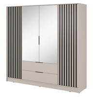 SCHRANK Kaschmir KELLY Mit Lamellen Und Spiegel 206 cm - Kaschmir/Transparent, Holzwerkstoff (206/200/51cm) - Sepro Meble