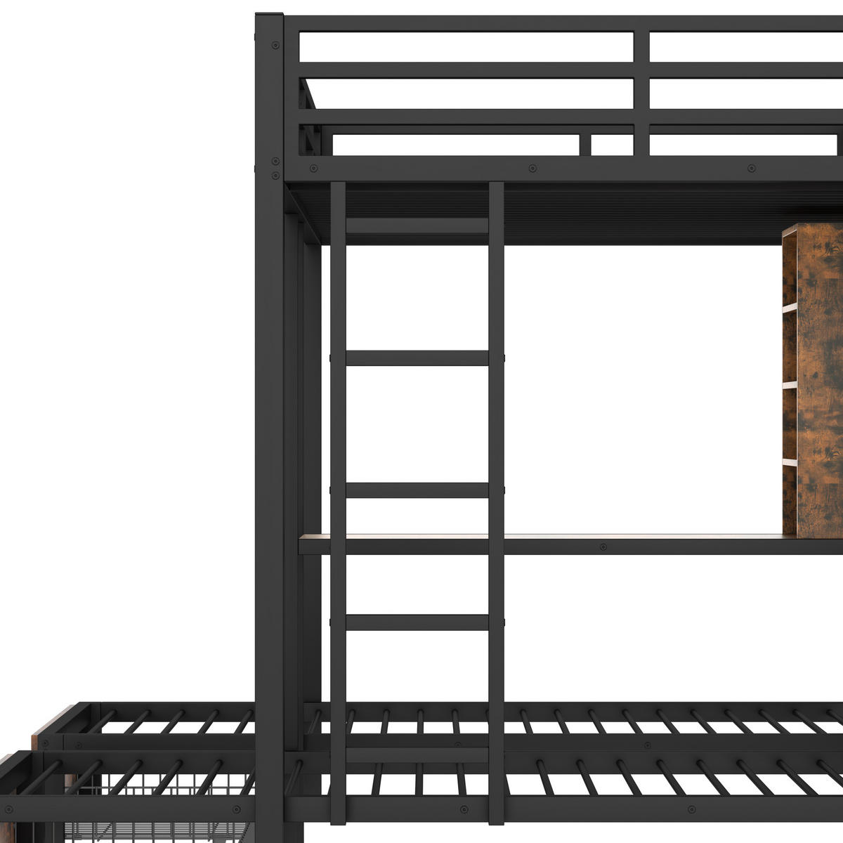ETAGENBETT 140/200 + 90/200 cm in Schwarz mit 3 Schlafplätzen und Stauraum - Schwarz, Holzwerkstoff (140/200cm) - OKMYHOME