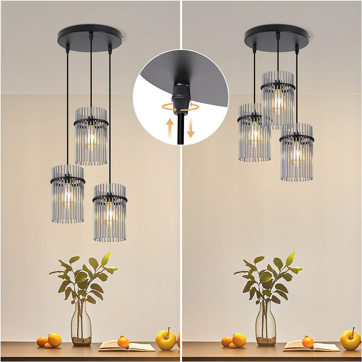 PENDELLEUCHTE BEATRIX Ⅲ 25/25/150 cm - Schwarz, Metall (25/25/150cm) - Nettlife