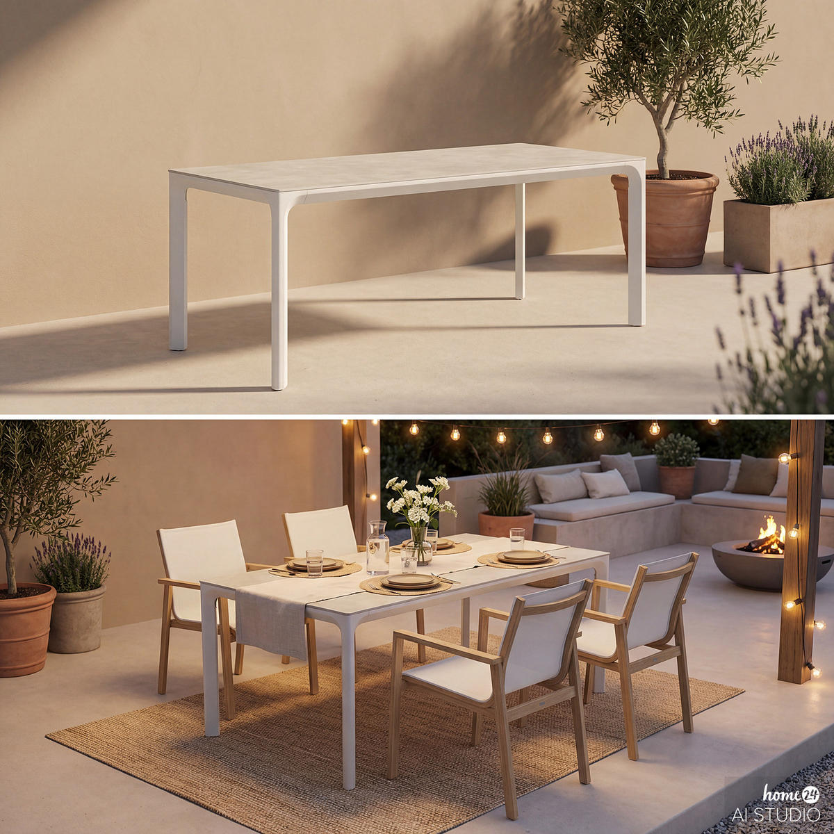 GARTENTISCH - Aluminium / Granit - Grau - Grau, Stein/Metall (90/180/74cm) - home24