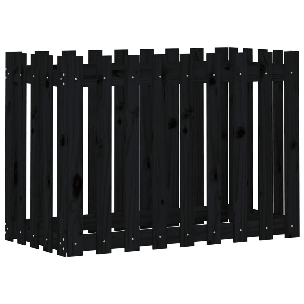 HOCHBEET Latten-Design Schwarz 100x50x70 cm Massivholz Kiefer - Schwarz, Holz (100/70/50cm) - furnicato