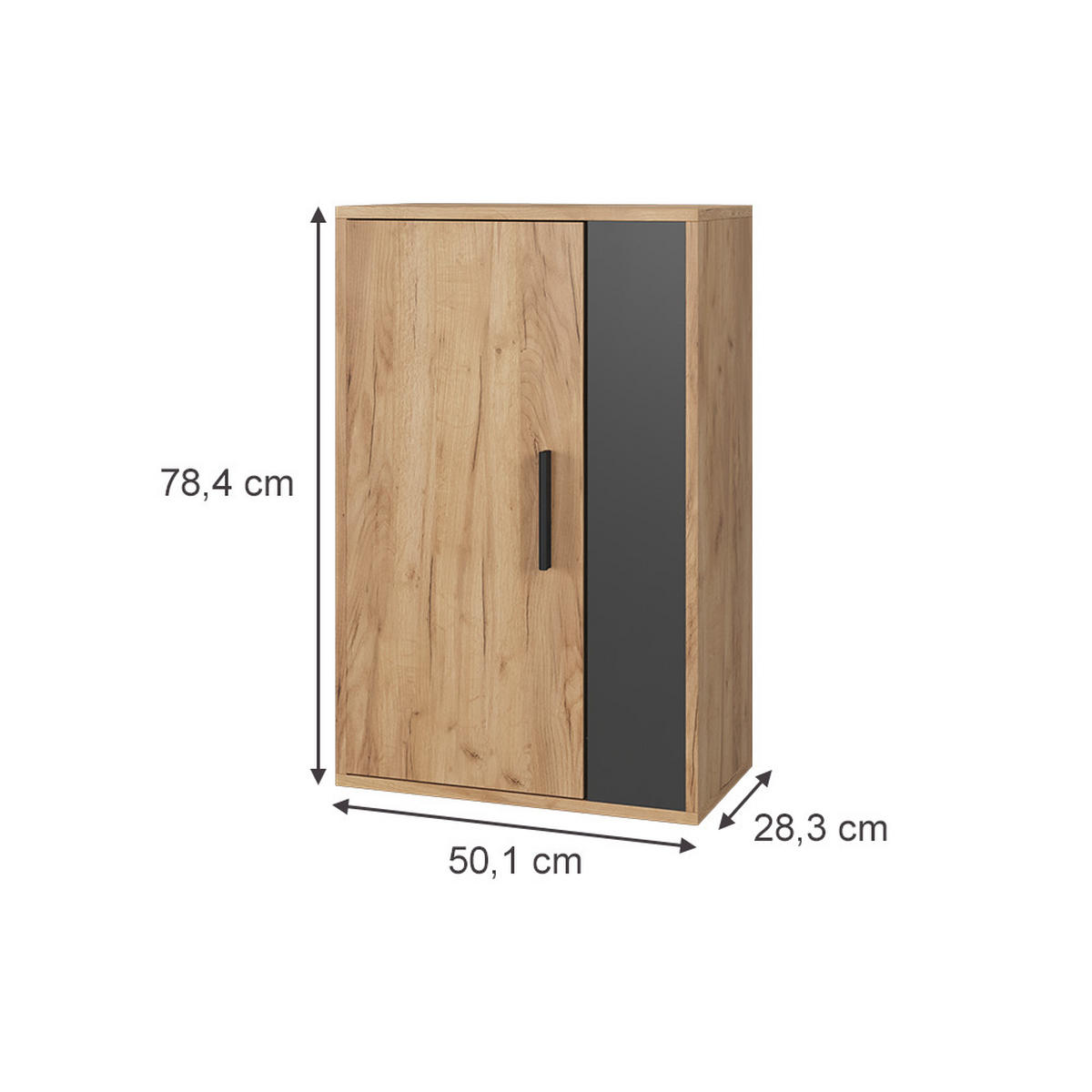 NÁSTĚNNÁ POLICE Berno Zlatý dub power/antracit - medově dubová/antracitová, kompozitní dřevo (50.1/78.4/28.3cm) - Vicco