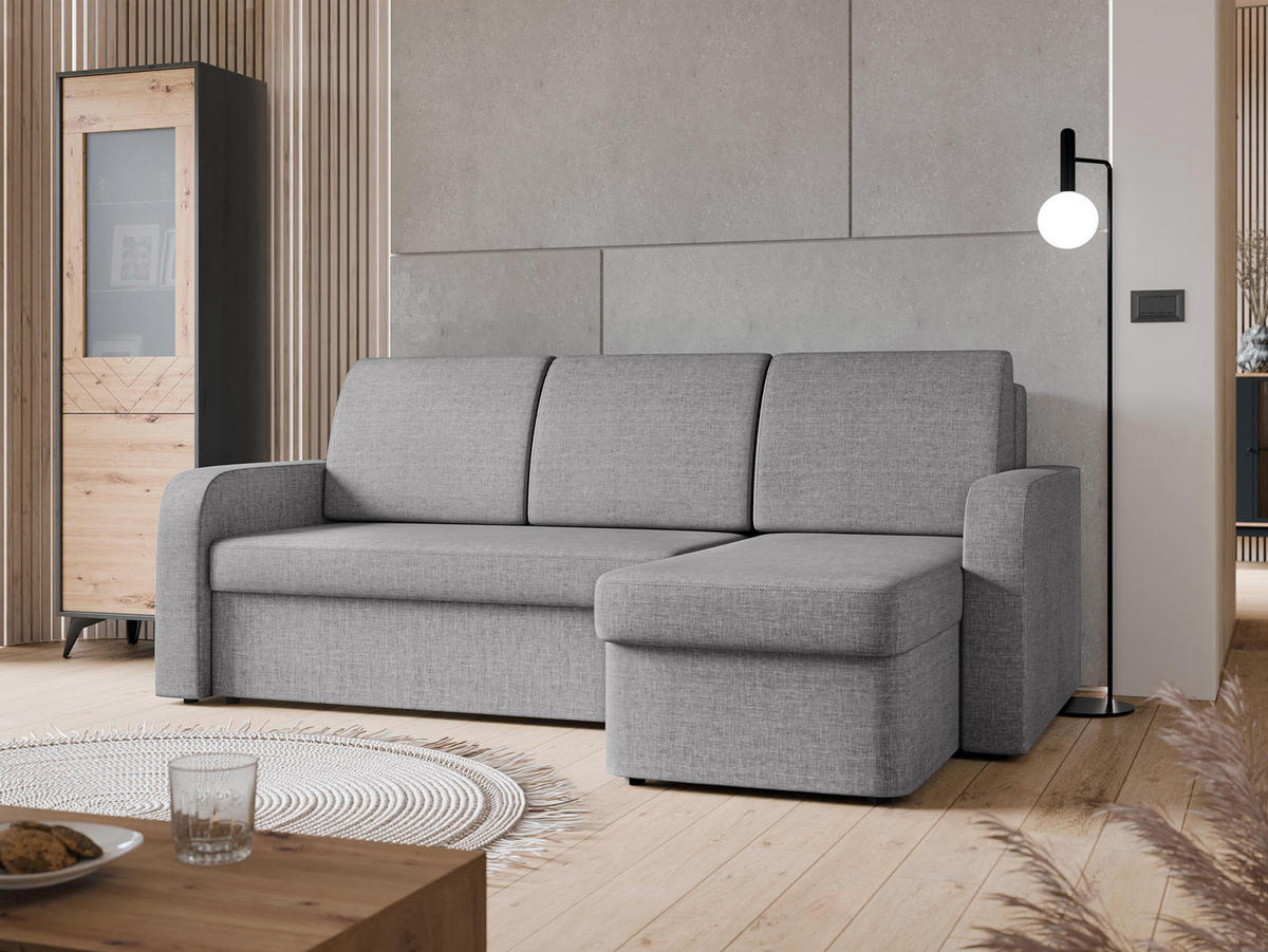 ECKSOFA Totii - Hellgrau/Schwarz, Holz/Kunststoff (210/153cm) - MIRJAN24
