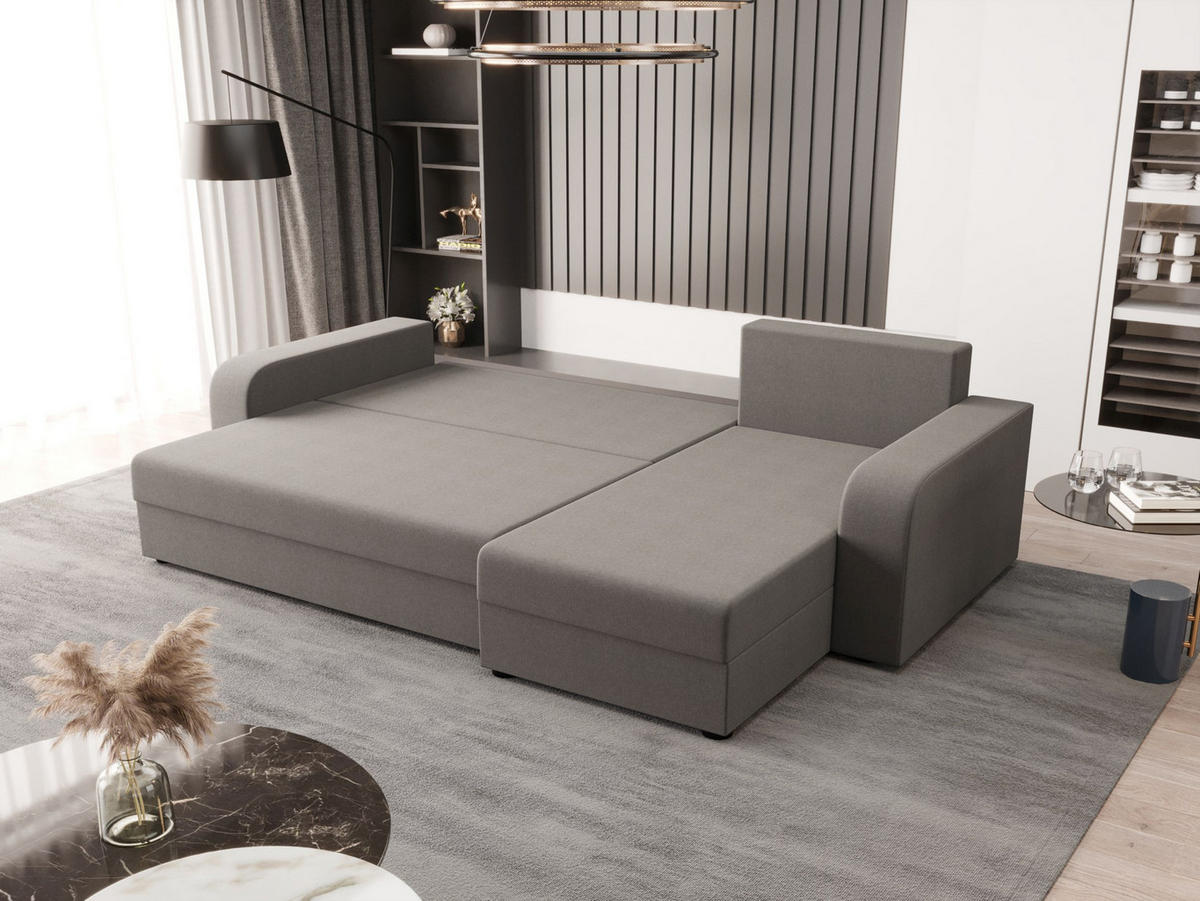 ECKSOFA HEWLET L BIS Sawana 21 Rechts mit Schlaffunktion - Grau, Textil (240/140cm) - Bedante
