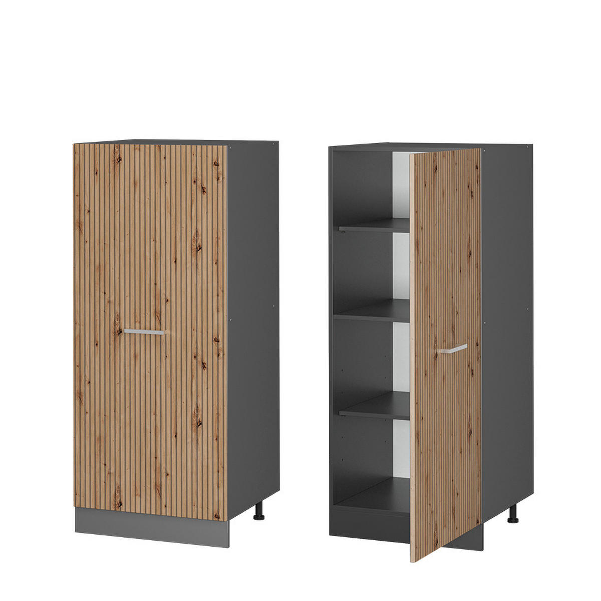 VORRATSSCHRANK R-Line Artisan-Eiche 60 cm - Anthrazit/Eiche Artisan, Holzwerkstoff (60/143/57cm) - Vicco