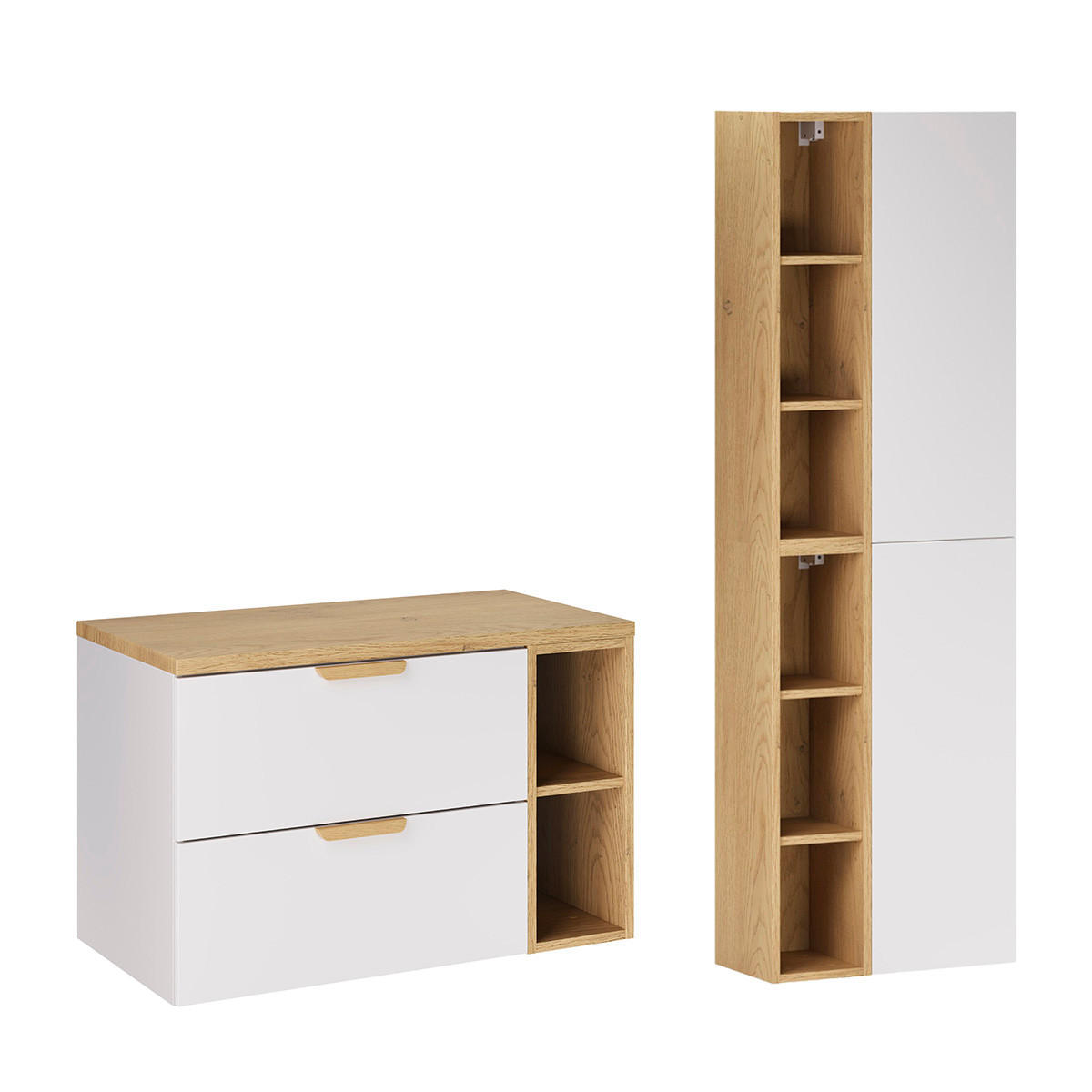 WASCHTISCHUNTERSCHRANK 80.6cm Oria 2er-Set Weiß - Weiß, Holzwerkstoff (80.6/50/46.5cm) - Petits-meubles