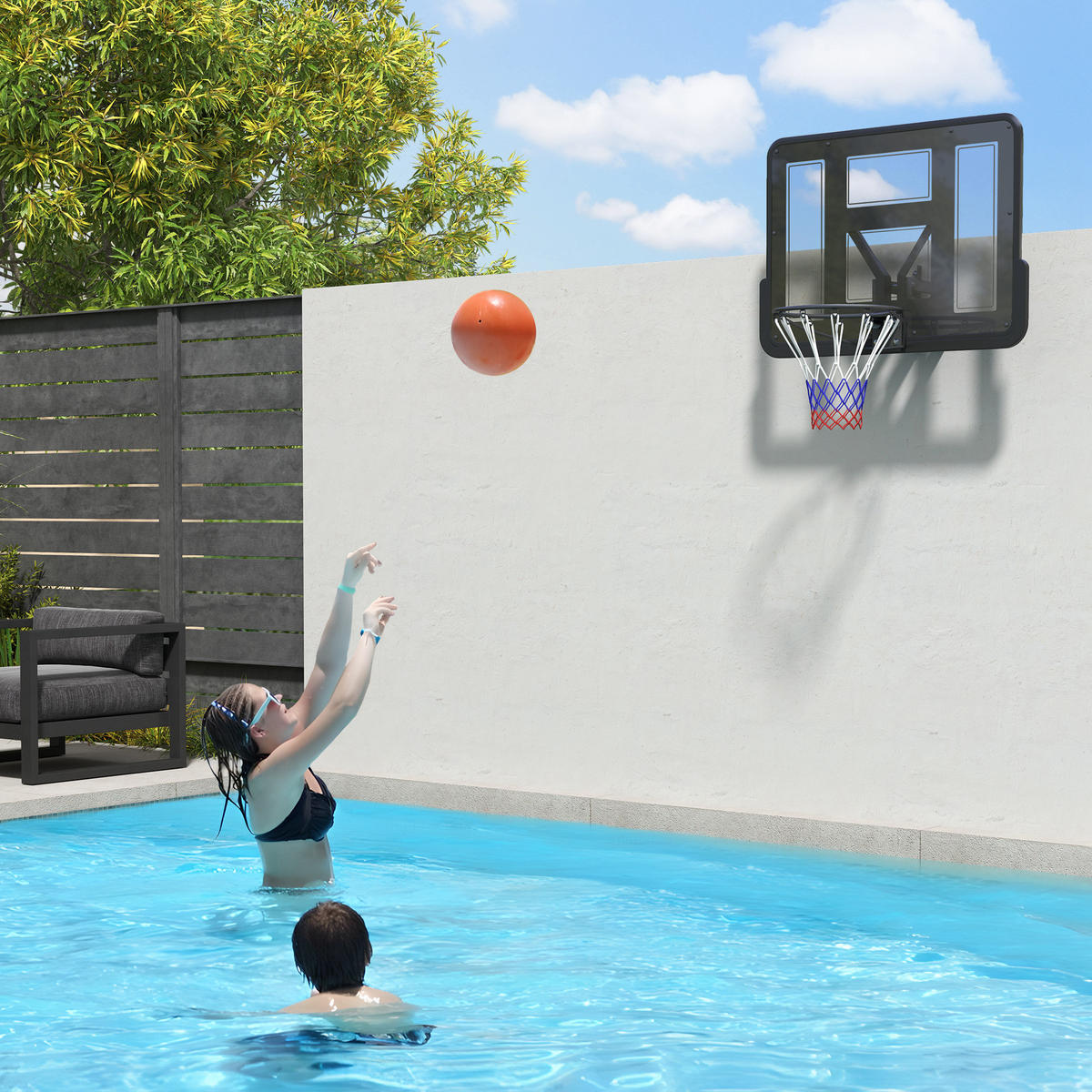 BASKETBALLKORB DE-10353 wandmontiert, wetterbeständig Schwarz - Schwarz, Metall (23/110cm) - ComfortXL