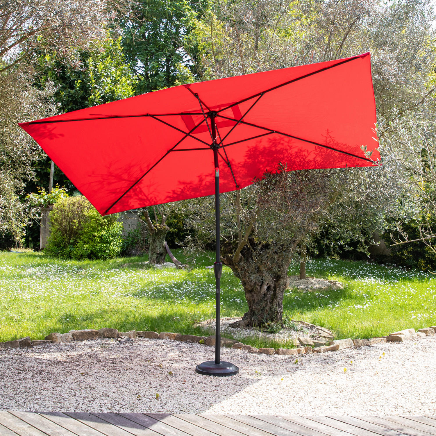 SONNENSCHIRM Hapuna Rot 200/300 cm - Rot, Textil (200/300cm) - Happy Garden
