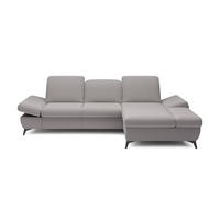 ECKSOFA FELICE R-S Grau Geflochtener Stoff mit Schlaffunktion - Grau, Holz (284/166cm) - MASSENO