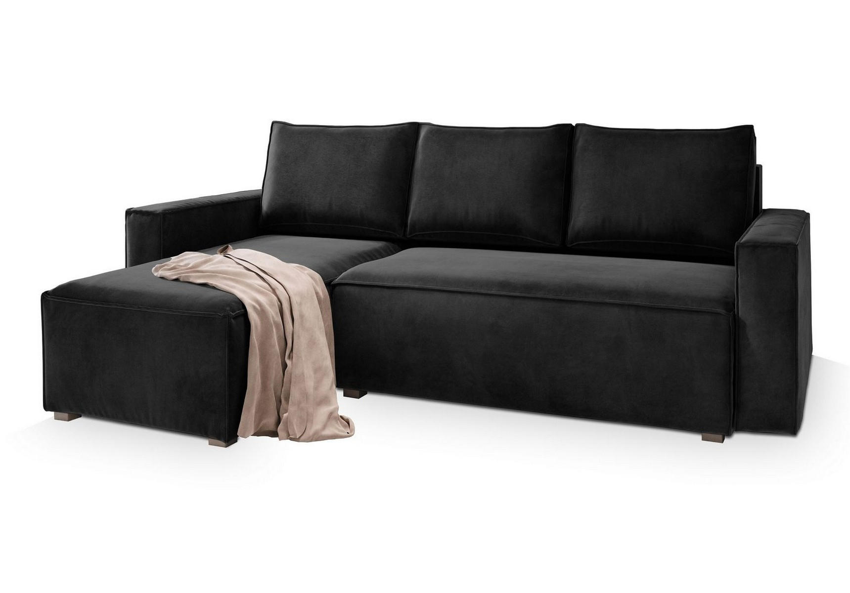 ROHOVÁ SEDAČKA SILES černá - šedá/černá, dřevo/textil (230/140cm) - MASSENO