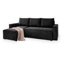 ROHOVÁ SEDAČKA SILES černá - šedá/černá, dřevo/textil (230/140cm) - MASSENO