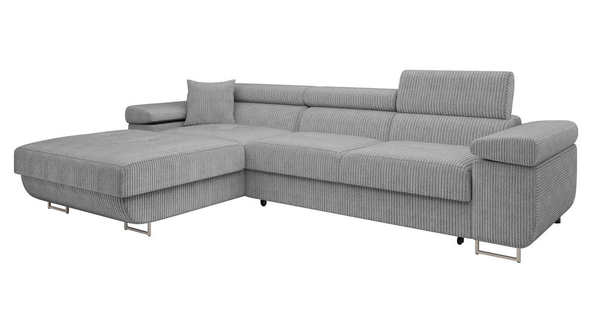 ECKSOFA Torezio Mini Cord, Seite: Links - Grau, Holz/Textil (280/170cm) - MIRJAN24