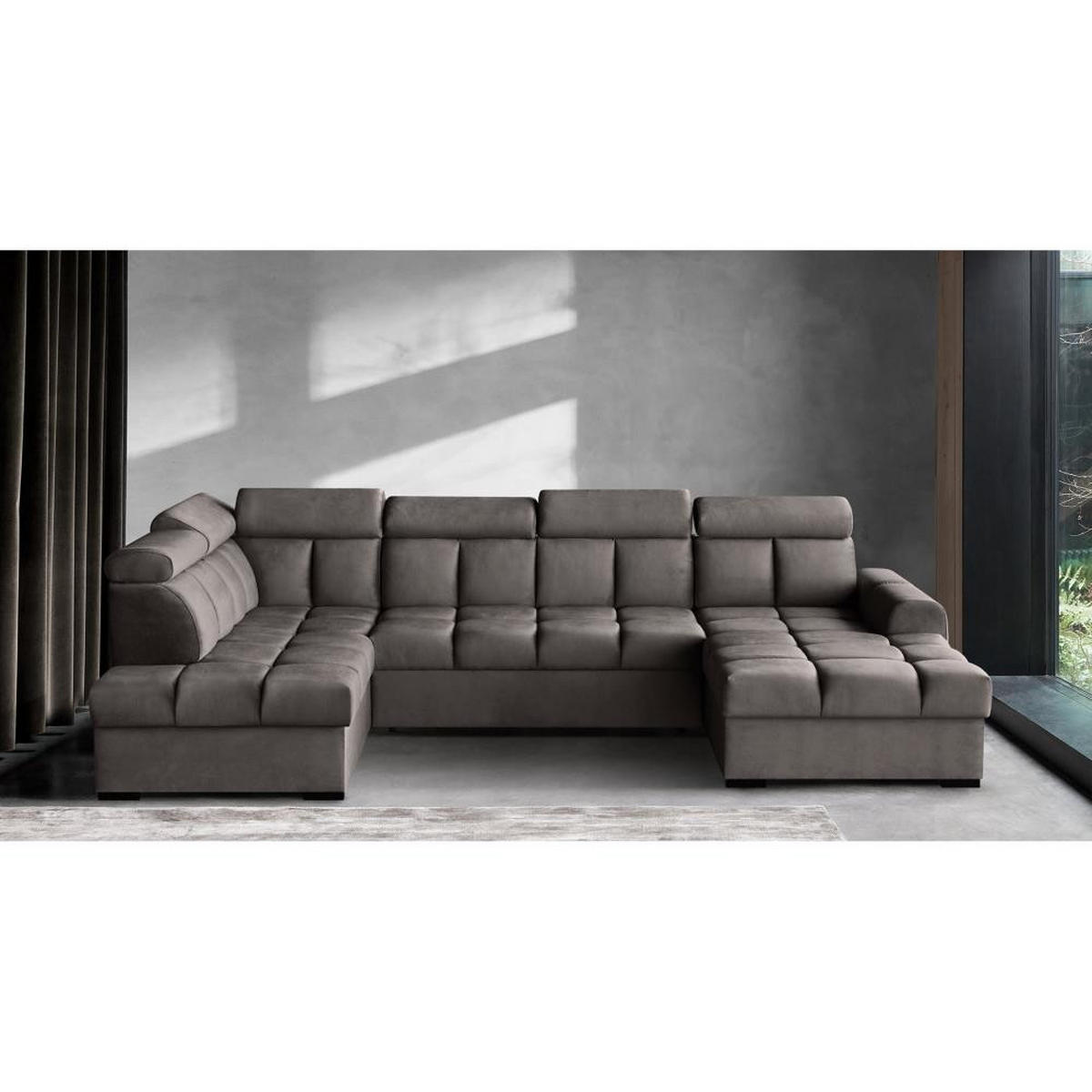 WOHNLANDSCHAFT Gomez U mit Schlaffunktion braun links - Braun, Textil (330/102/195cm) - Beautysofa