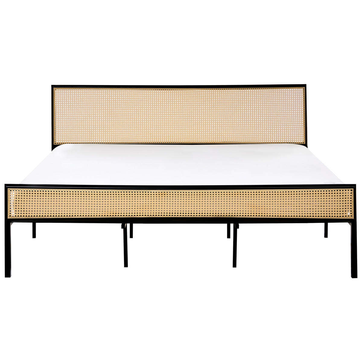 BETT mit Lattenrost 180/200 cm Hellbraun Avanton - Hellbraun/Schwarz, Metall (180/200cm) - Beliani