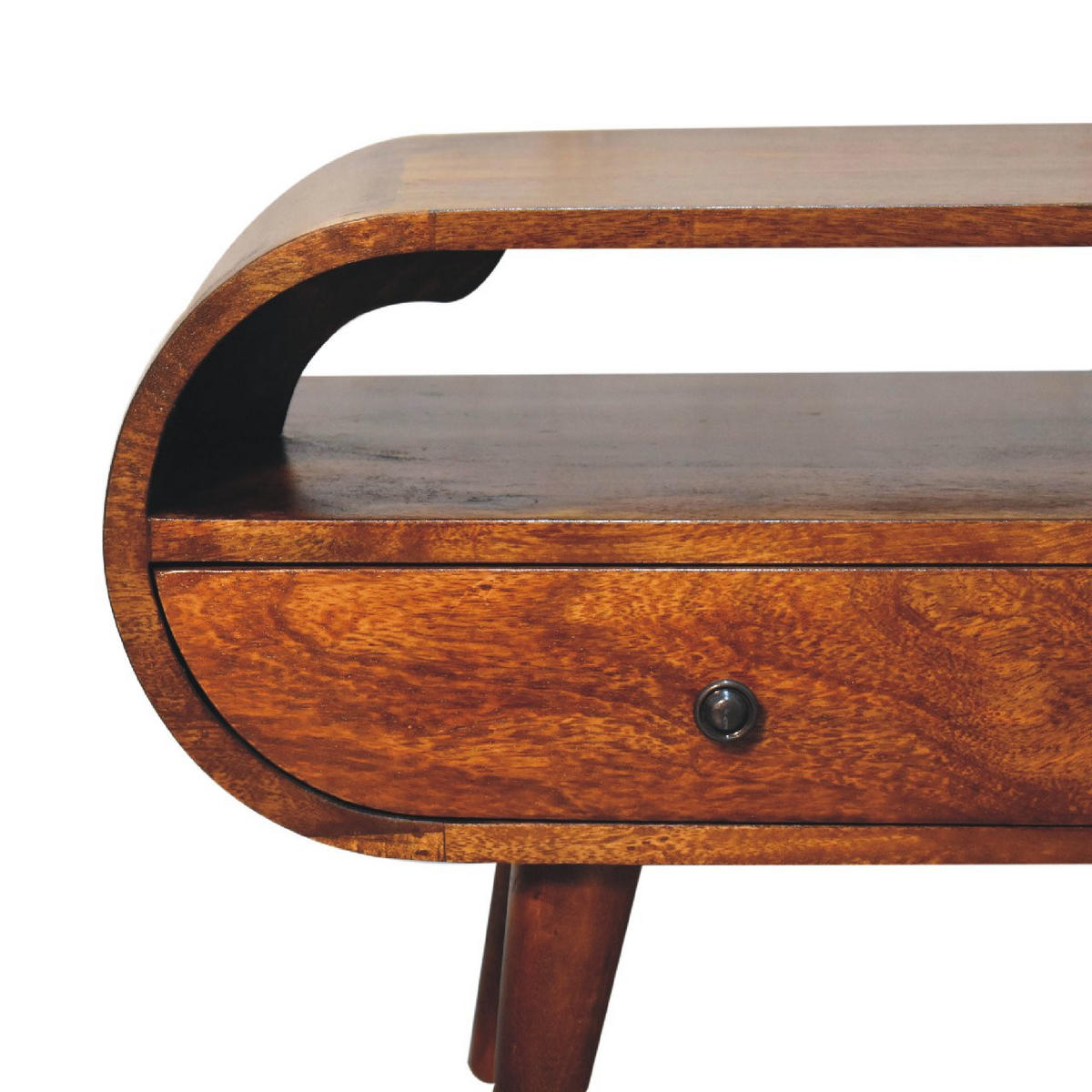 TV-ELEMENT mit Kastanienholz-Finish - Kastanienfarben/Messingfarben, Holz/Metall (90/45/35cm) - Artisan Furniture