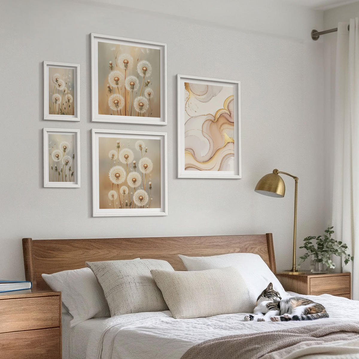 WANDBILDER 5er-Set - 50x50 cm & 20x30 cm & 40x60 cm Weißer Rahmen - Zitronenblüten am Meer - Weiß, Kunststoff (40/60cm) - ArtPrintCave