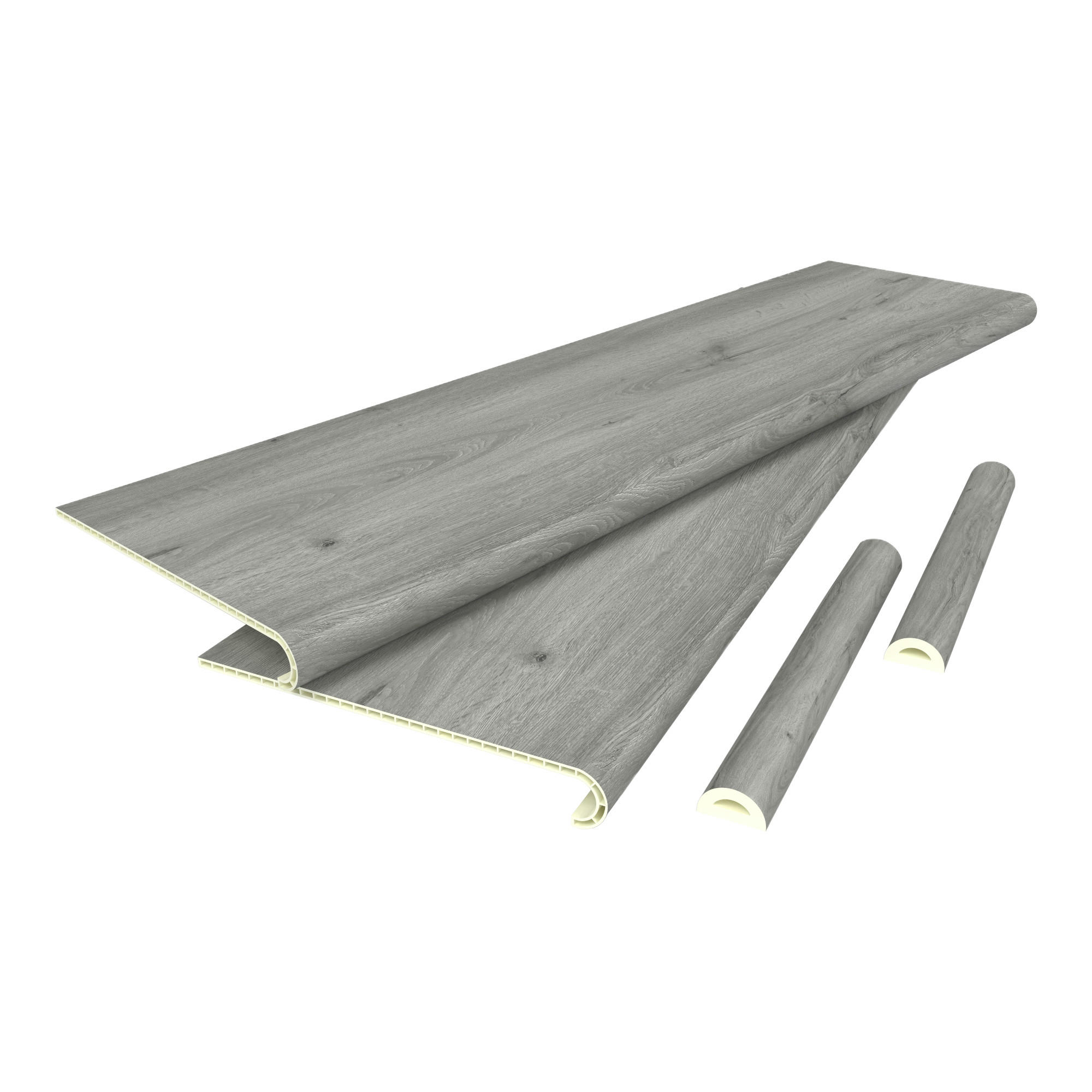 TREPPENVERKLEIDUNG-SET 8 TLG. Bunschoten - Hellgrau, Kunststoff (120/32cm) - NEU.HOLZ