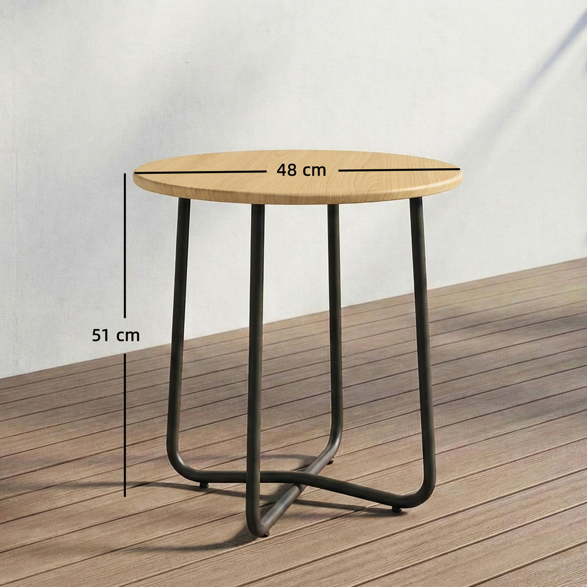 GARTENTISCH,OBERFLÄCHE in Naturholzoptik,1 Stück - Grau, Metall (48/48/51cm) - GiPP