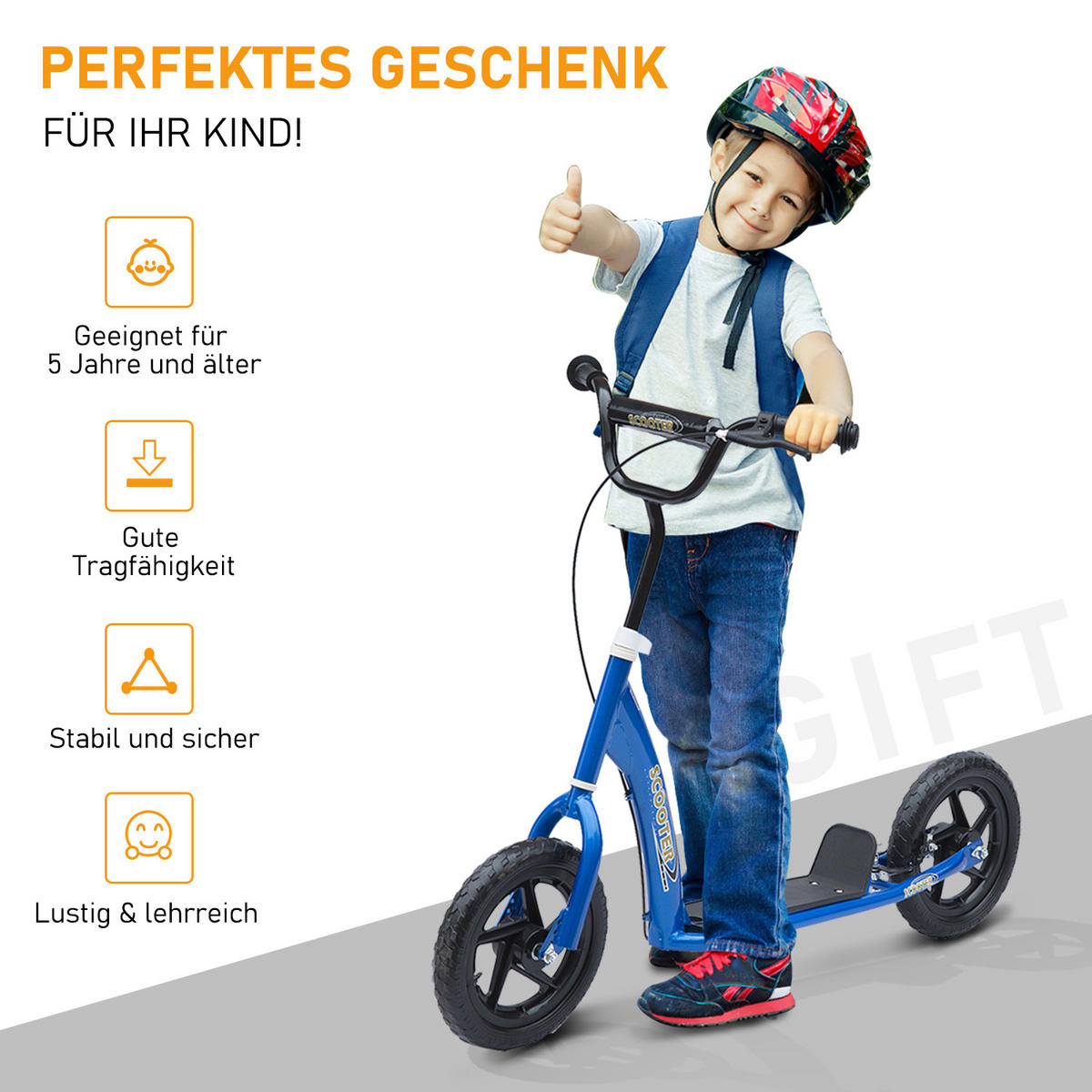 KINDERROLLER, Schwarz/Rosa/Blau/Rot, Stahl+ PVA - Blau, Metall (120/52/80cm) - HOMCOM
