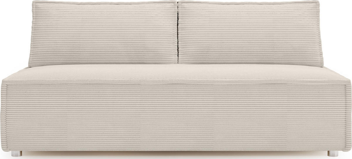 SCHLAFSOFA Diana mit Bettkasten, Creme 200/89/100 cm - Edelstahlfarben/Silberfarben, Textil/Metall (200/89/100cm) - WFL GROUP