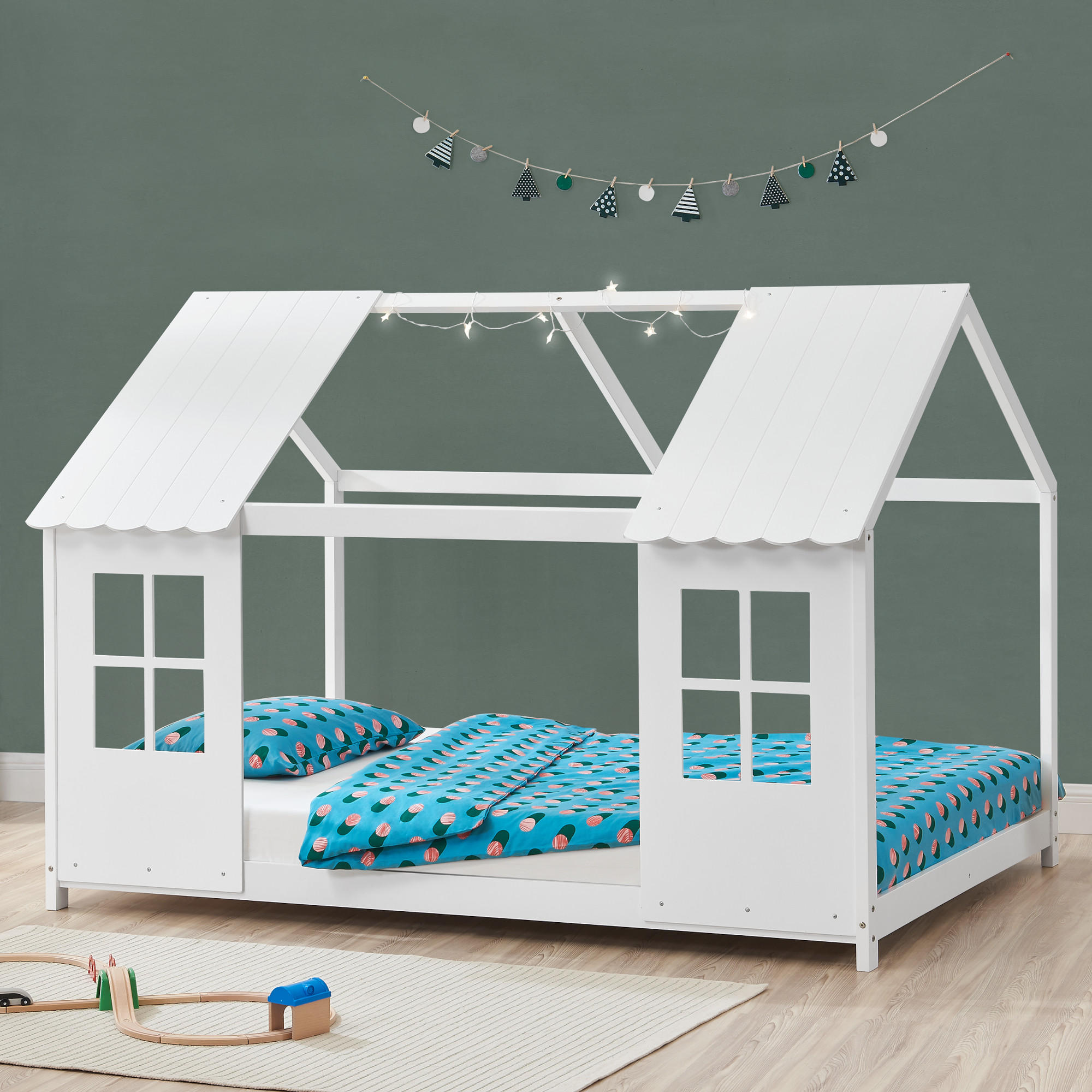 HAUSBETT Tostedt - Weiß, Holz (140/200cm) - [en.casa]